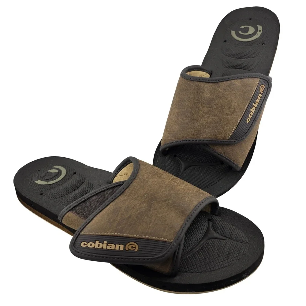 Cobian GTS Draino Slide Sandals Adjustable Strap Mens 13 Brown Comfort Beach